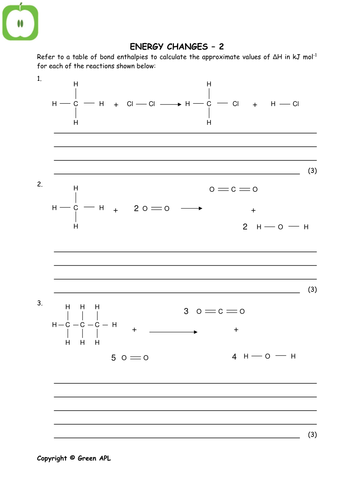 Chemistry: Calculating Energy changes | Teaching Resources