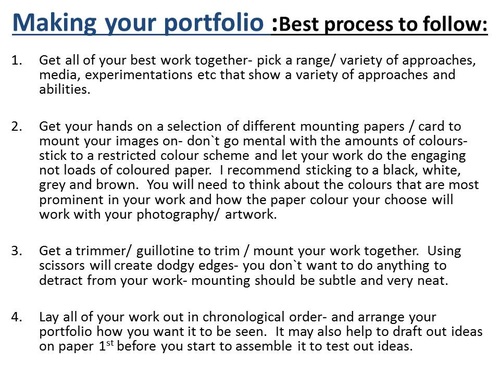 Guides for Preparing a Creative Portfolio for Uni/College- | Teaching ...