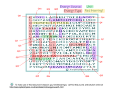 Energy Wordsearch | Teaching Resources
