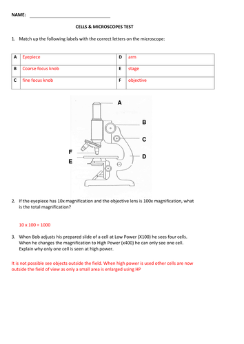 Biology: using a microscope and preparation of a sample slide ...