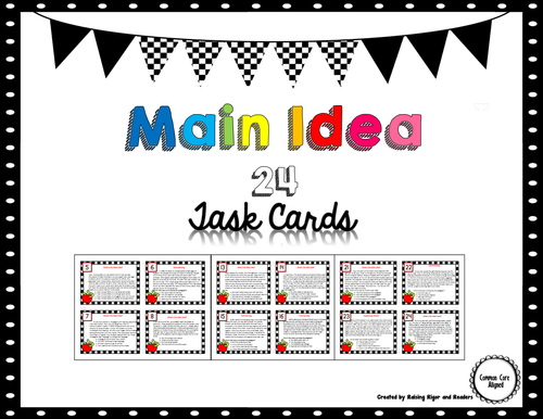 Main Idea Task Cards | Teaching Resources