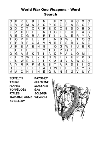 world war one word search pack teaching resources