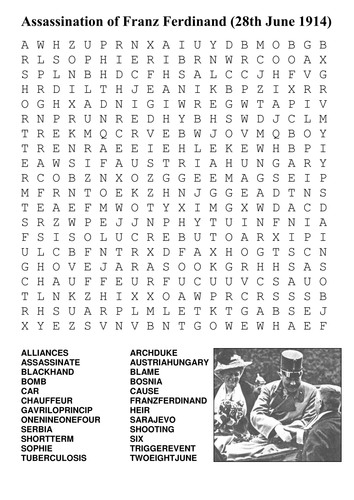 world war one word search pack teaching resources