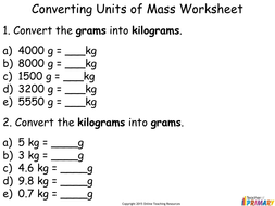 Converting and Comparing Units of Mass - Year 4 (PowerPoint and ...