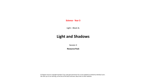 Light - Light and Shadows - Year 3 | Teaching Resources