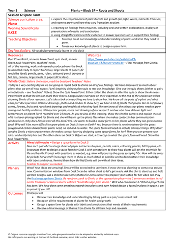 Plants - Roots And Shoots - Year 3 