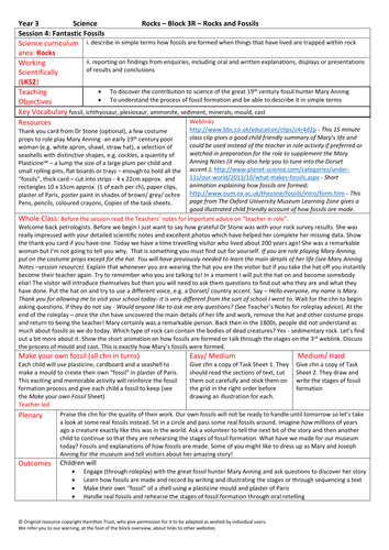 Rocks - Rocks And Fossils - Year 3 