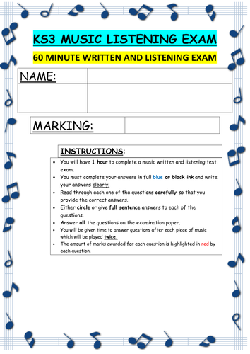 Music Elements Unit test and answers & Samba music test. Hand crafted ...