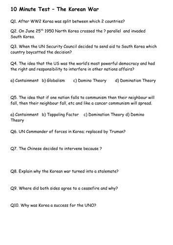 The Cold War 10 Minute Test Pack | Teaching Resources