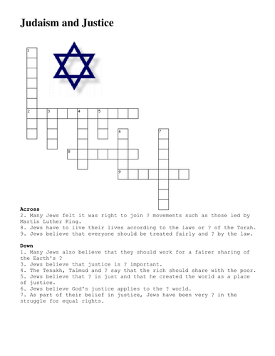 Judaism (Jewish) Religion Crossword Pack by sfy773 - Teaching Resources