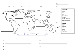 7 Continents And 5 Oceans Worksheet Promotiontablecovers