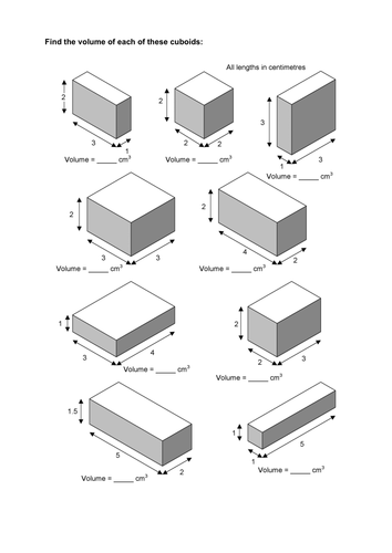 math grade 5 upward volume of right rectangular prisms with a range of differentiated worksheets teaching resources