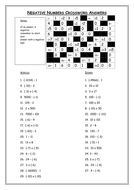 Negative Numbers Crossword | Teaching Resources