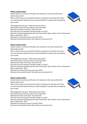 book review writing frame ks3