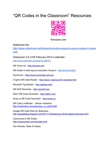 QR Codes Supplementary Resources | Teaching Resources