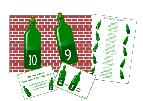 TEN GREEN BOTTLES - PRINTABLE ACTIVITY AND GAMES - FOCUS: SUBTRACTION ...