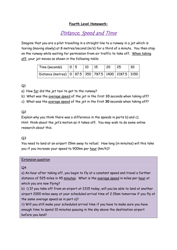 5x Distance, speed and time worksheets