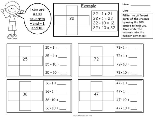 adding-and-subtracting-1-and-10-using-a-number-square-teaching-resources