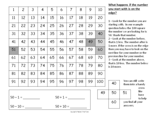 adding-and-subtracting-1-and-10-using-a-number-square-teaching-resources