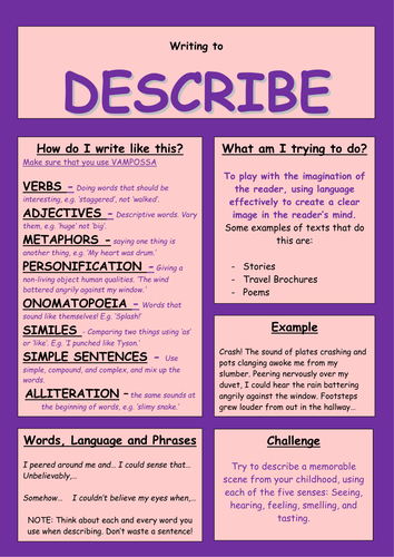 Writing Purposes - Helpsheets/Posters for Literacy and English