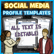 Social Media Profile Templates: EDITABLE | Teaching Resources