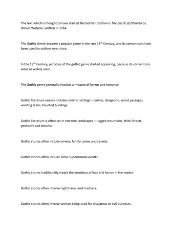 Gothic Fiction Fully Resourced KS3 Scheme of Work | Teaching Resources