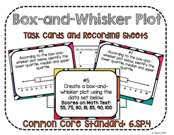 Box and Whisker Plot Task Cards and Recording Sheets, CCSS: 6.SP.4
