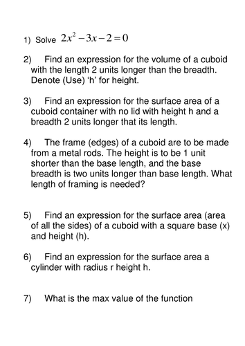 Higher Mathematics Starters and 3x NABs (units 1, 2 and 3)