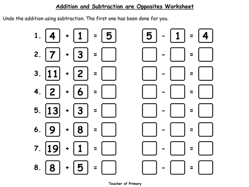 Addition and Subtraction are Opposites! - PowerPoint presentation and ...