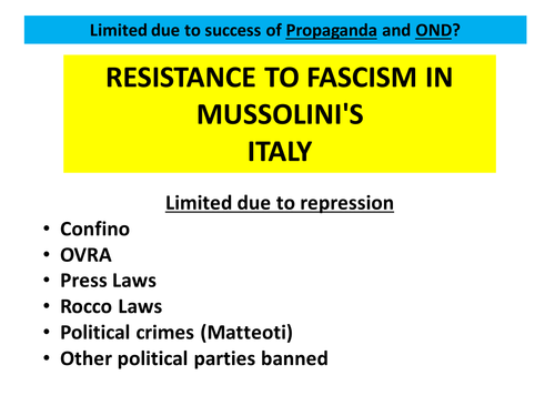 Fascist Italy Revision Booklets 1918-1945 | Teaching Resources