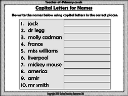 capital letters for names powerpoint teaching resource