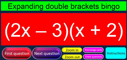 Expanding brackets bingo | Teaching Resources
