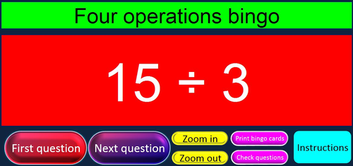 Four operations bingo | Teaching Resources
