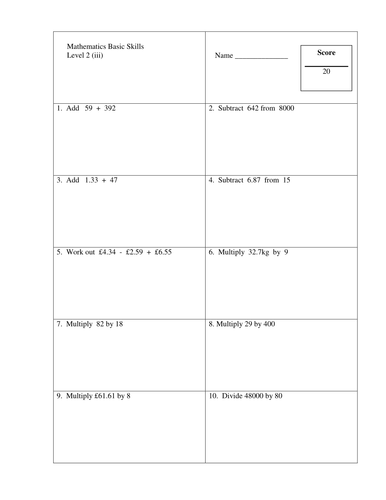 Mathematics CfE level 2 assessments | Teaching Resources