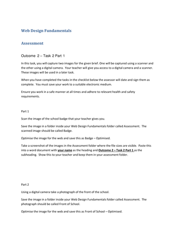 Intermediate 2 Computing Web Design Fundamentals Assessments, Multimedia Development