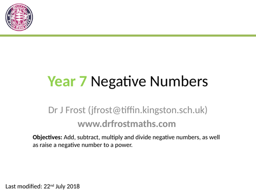 Multiplying and Dividing Negative Numbers Resources | Tes