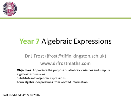 Writing Algebraic Expressions Resources | Tes