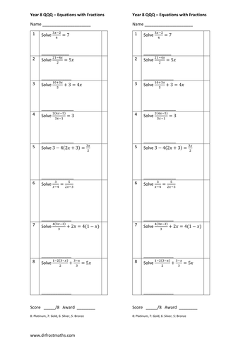 Equations with Fractions | Teaching Resources