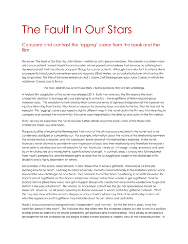 literary analysis essay for the fault in our stars