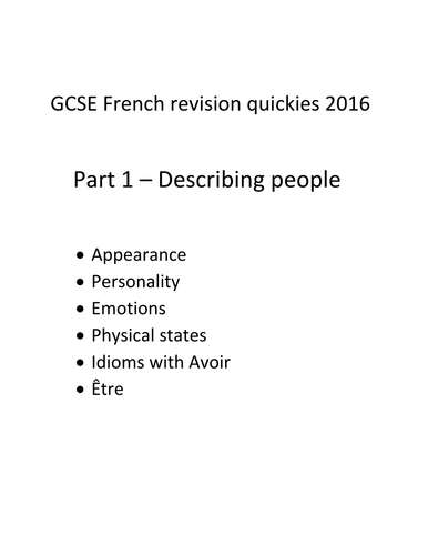 GCSE revision quickies 2016 - Part 1