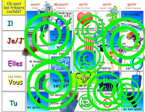 Où sont les trésors cachés? (OUVRIR, DÉCOUVRIR, SORTIR, PARTIR)
