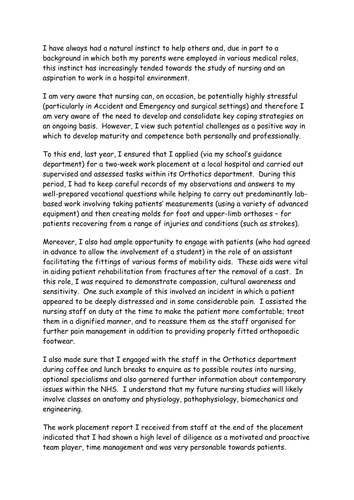 vet nurse personal statement