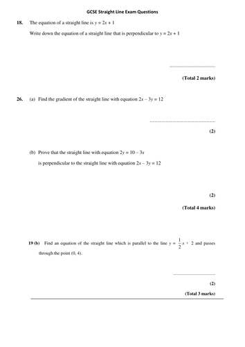 GCSE Straight Line Graphs | Teaching Resources