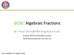 Gcse Algebraic Fractions By Drfrostmaths Teaching Resources Tes