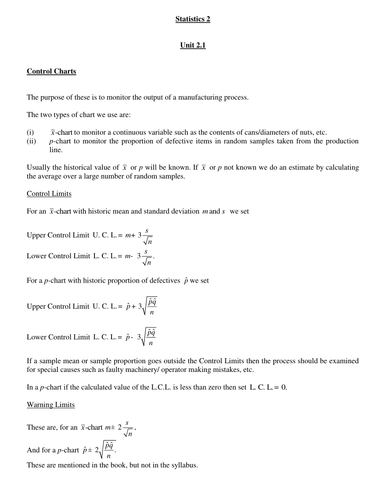 Advanced Higher Mathematics Statistics Pupil Summary Notes for Unit 2 and 6x worksheets
