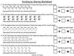 dividing by sharing powerpoint presentation and worksheets teaching