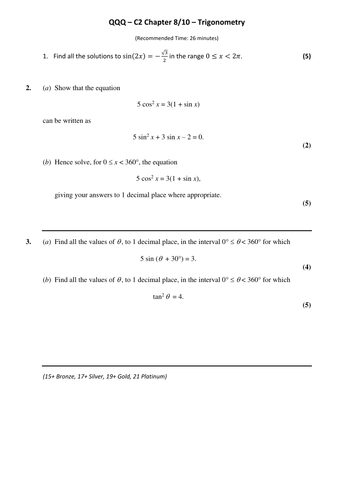 C2 - Chapters 8 and 10 - Trigonometry | Teaching Resources