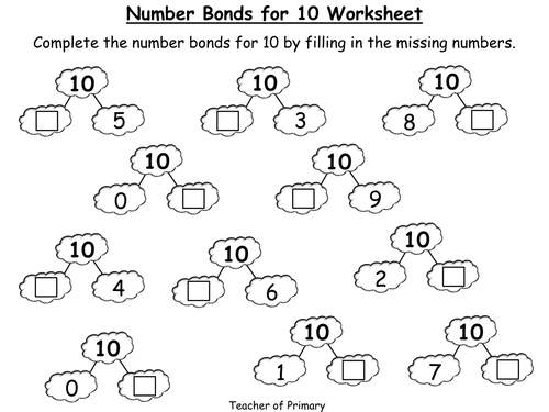 Worksheets Number Bonds Worksheets common worksheets number bonds for first grade to 10 worksheet