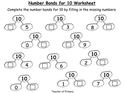 number bonds the story of 10 powerpoint presentation and worksheet