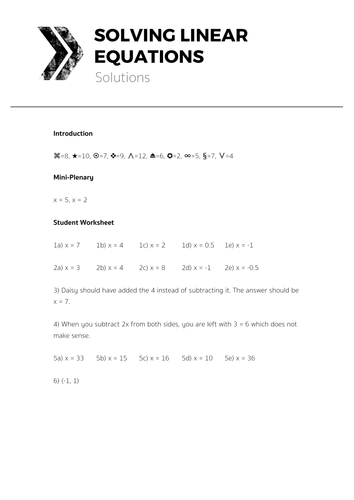 Solving Linear Equations - Complete Lesson | Teaching Resources